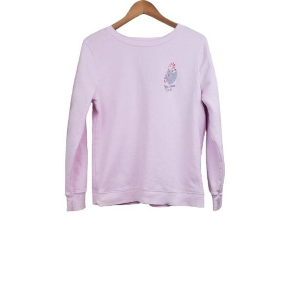 Old Navy Sweaters - Old Navy Christmas Sloth Candy Cane Pink Pullover Sweater Medium Holiday Festive